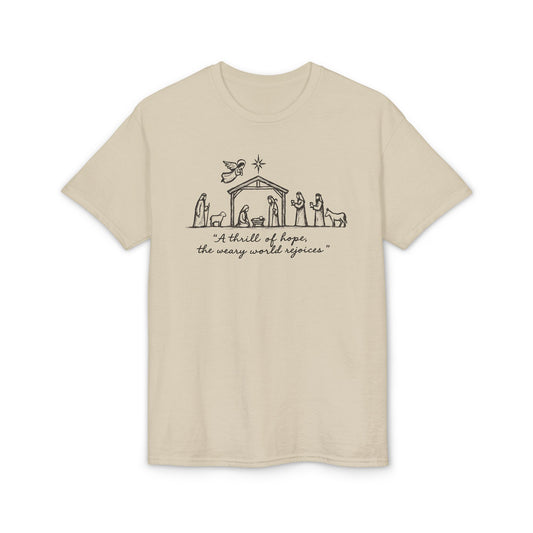 Nativity Scene T‑Shirt — “A Thrill of Hope, the Weary World Rejoices” Christmas Tee