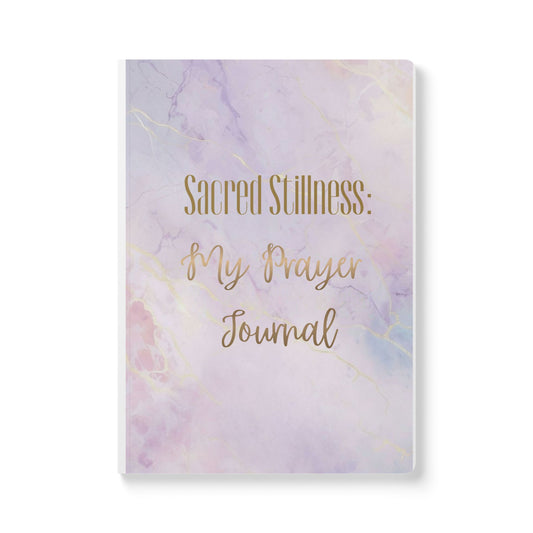 Prayer Journal — "Sacred Stillness: My Prayer Journal" Softcover, Pastel Marble Spiritual Notebook