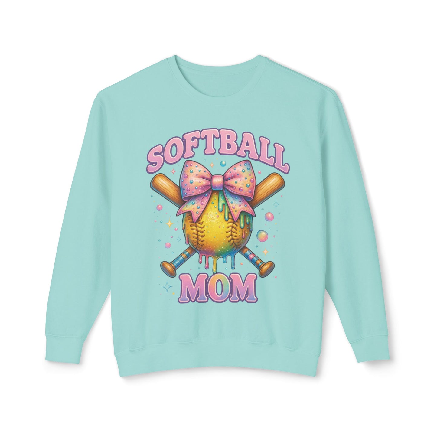 Softball Mom sweatshirt | Cute pastel softball with bow