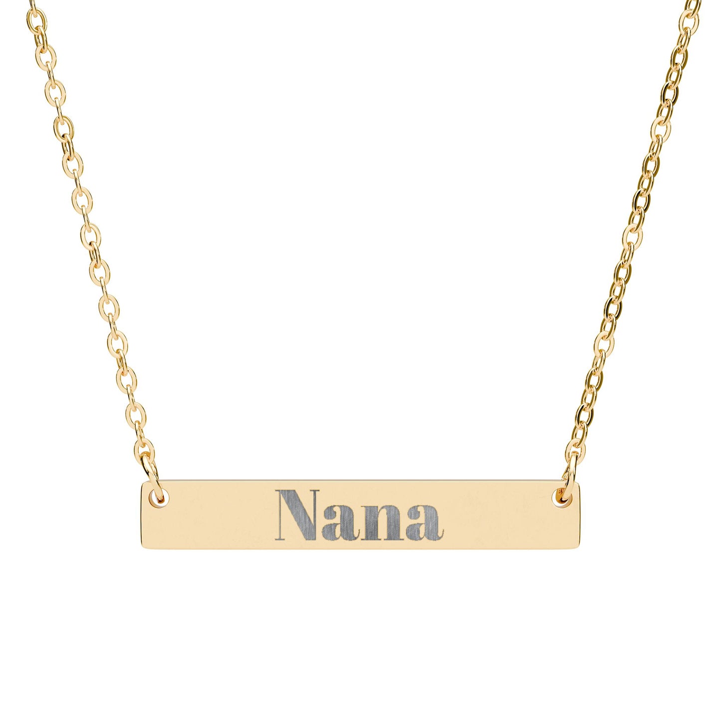 Personalized "Nana" Engraved Bar Necklace Horizontal Nameplate Pendant