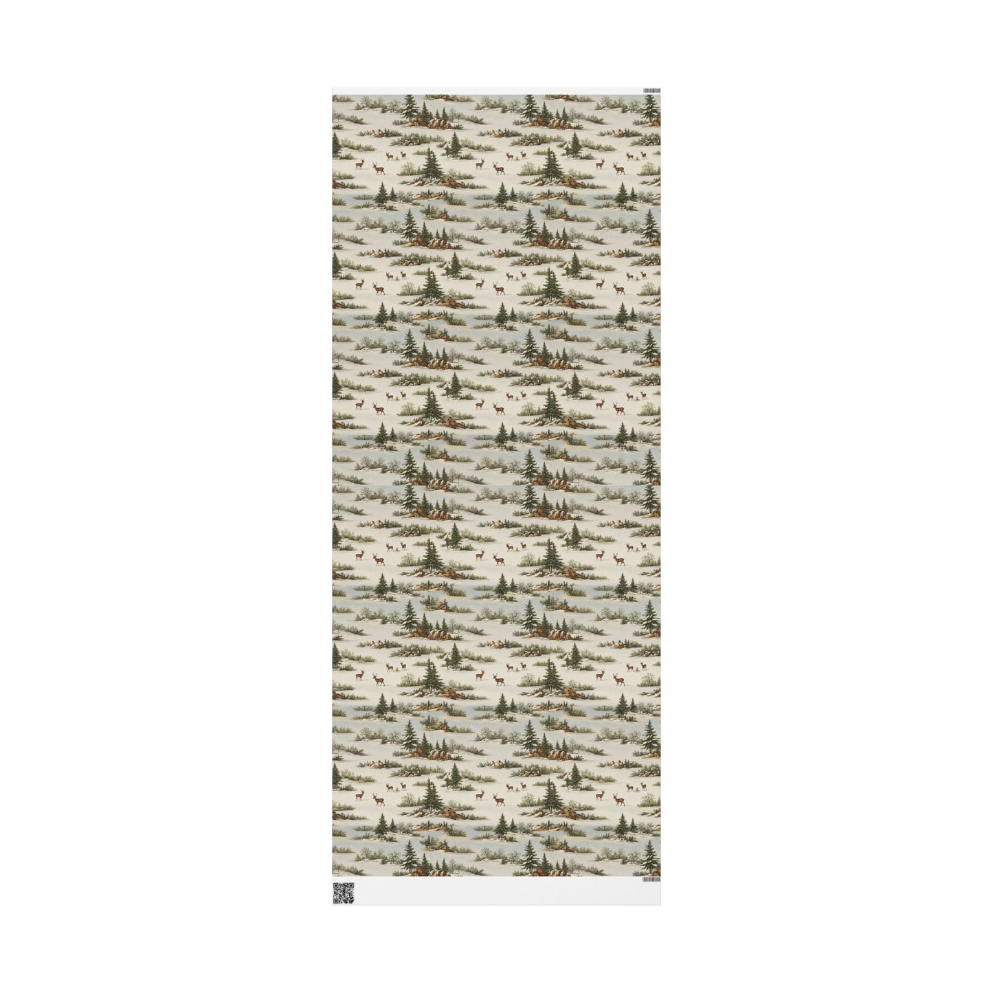 Rustic Deer & Pine Wrapping Paper Roll — Woodland Christmas Gift Wrap