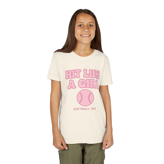 Youth Tee Softball 101 "Hit Like a Girl" Softball Graphic
