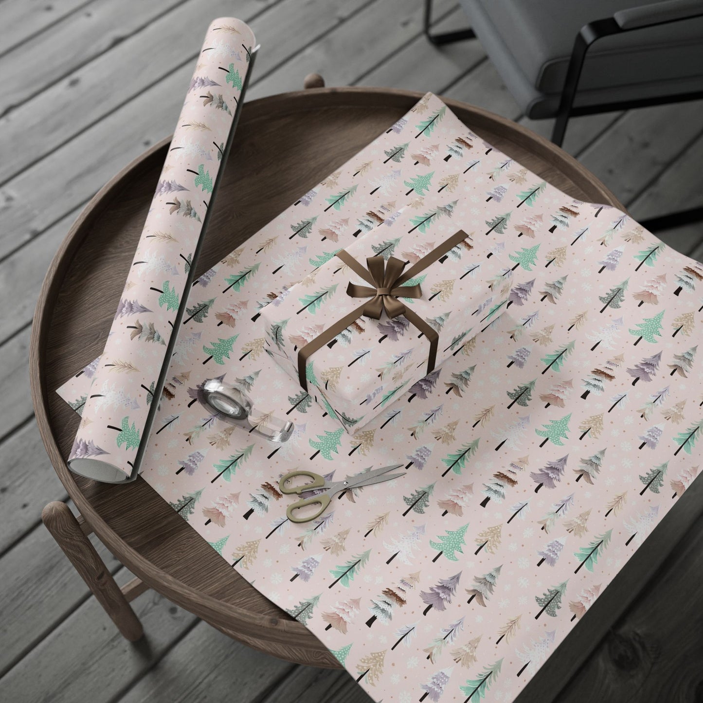 Floral Feather Wrapping Paper Roll — Pastel Botanical Gift Wrap for Weddings & Mother's Day