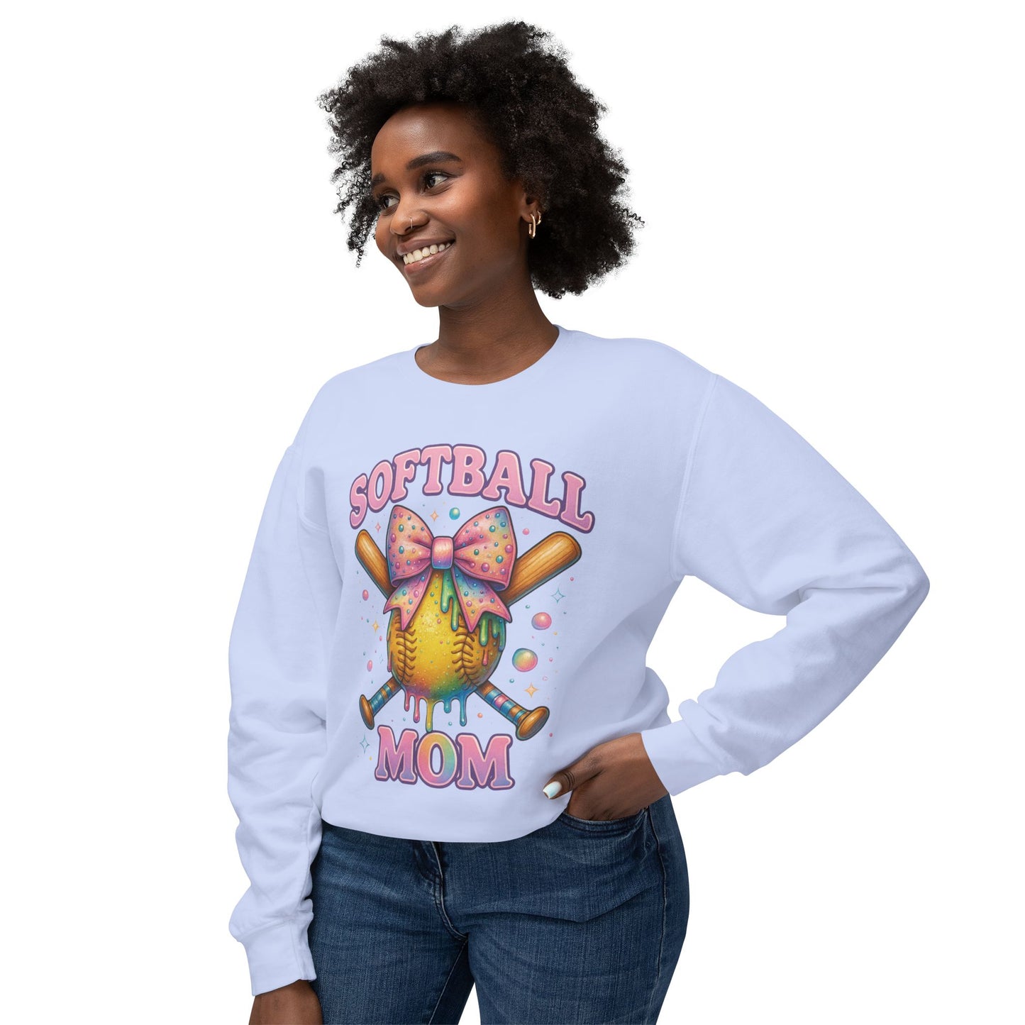 Softball Mom sweatshirt | Cute pastel softball with bow
