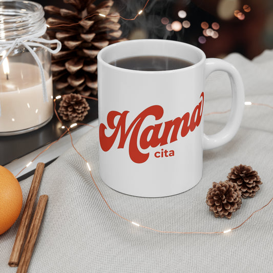 Mamacita 11oz Ceramic Mug — Retro Script Coffee Cup for Moms, Mother’s Day Gift