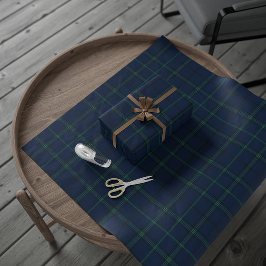 Tartan Plaid Wrapping Paper – Navy & Green Classic Gift Wrap