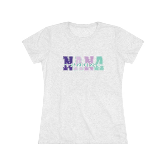 Nana Colorblock Text Women's Triblend Tee – Pastel Grandma Gift