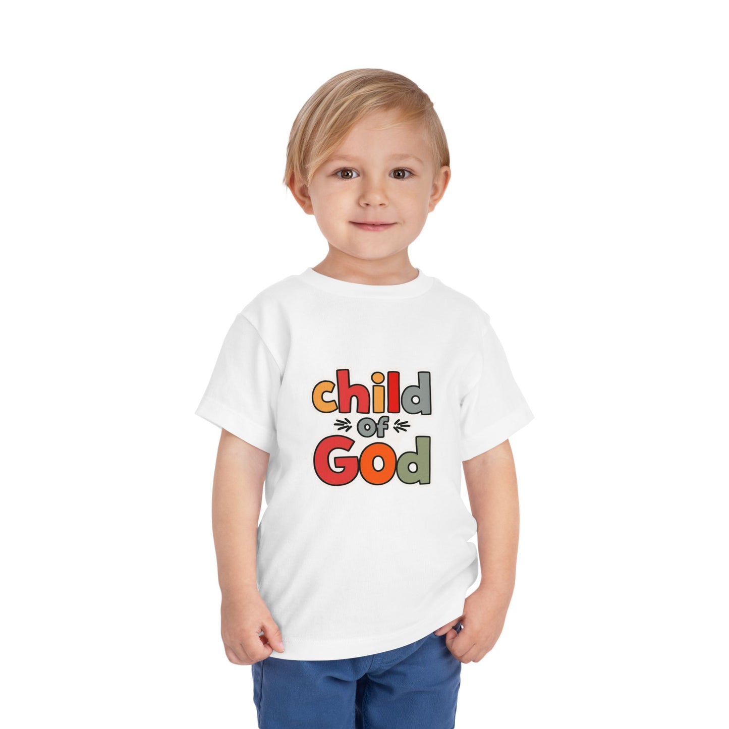 Child of God Toddler Tee — Colorful Religious Graphic Shirt