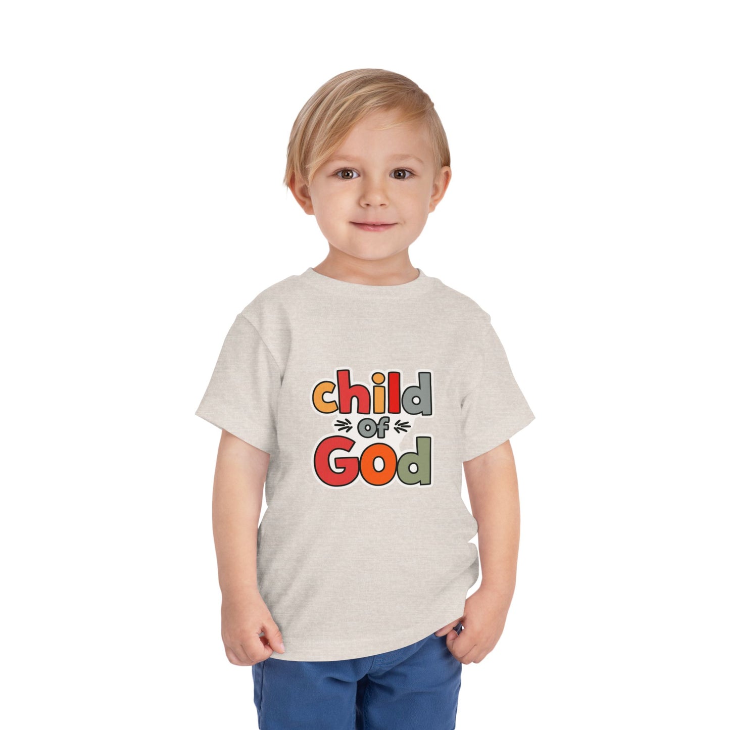Child of God Toddler Tee — Colorful Religious Graphic Shirt