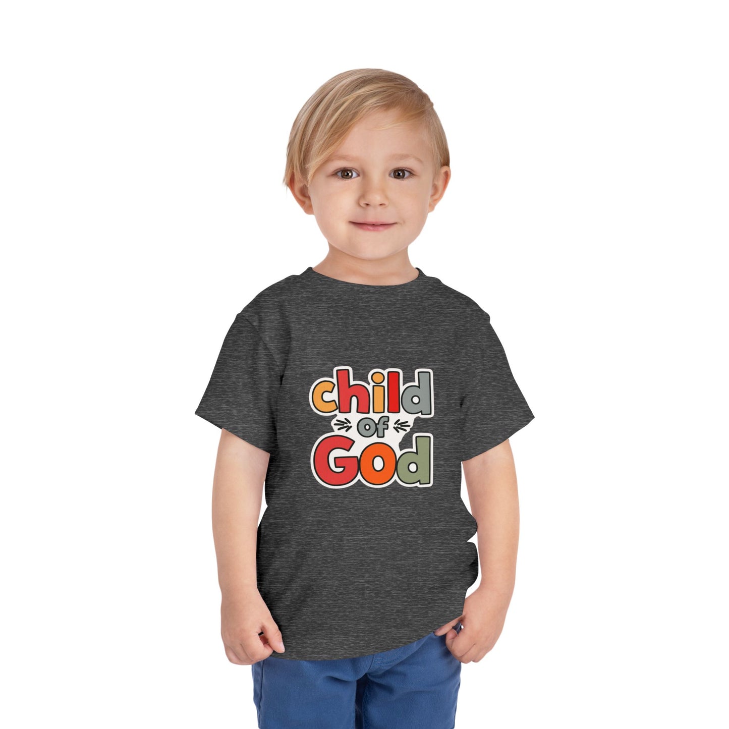 Child of God Toddler Tee — Colorful Religious Graphic Shirt