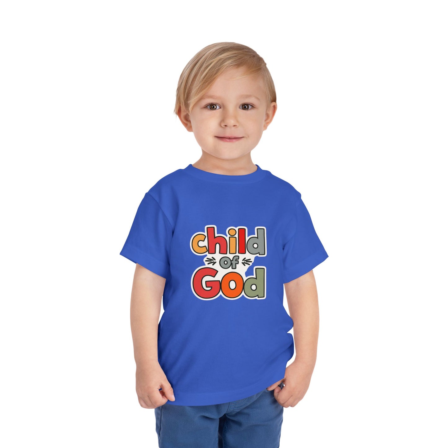 Child of God Toddler Tee — Colorful Religious Graphic Shirt