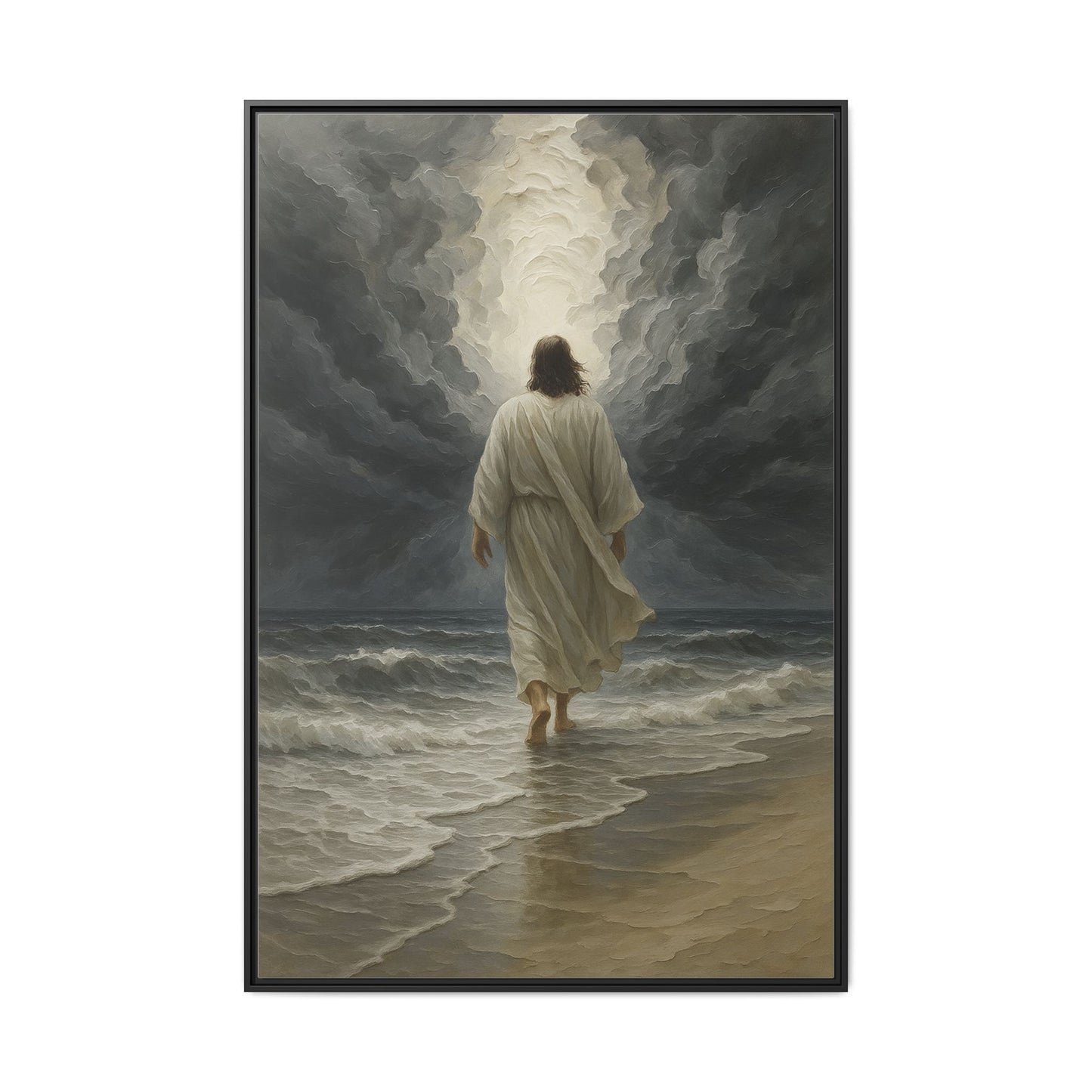 Jesus Walking on Water Matte Canvas Framed | Religious Wall Art