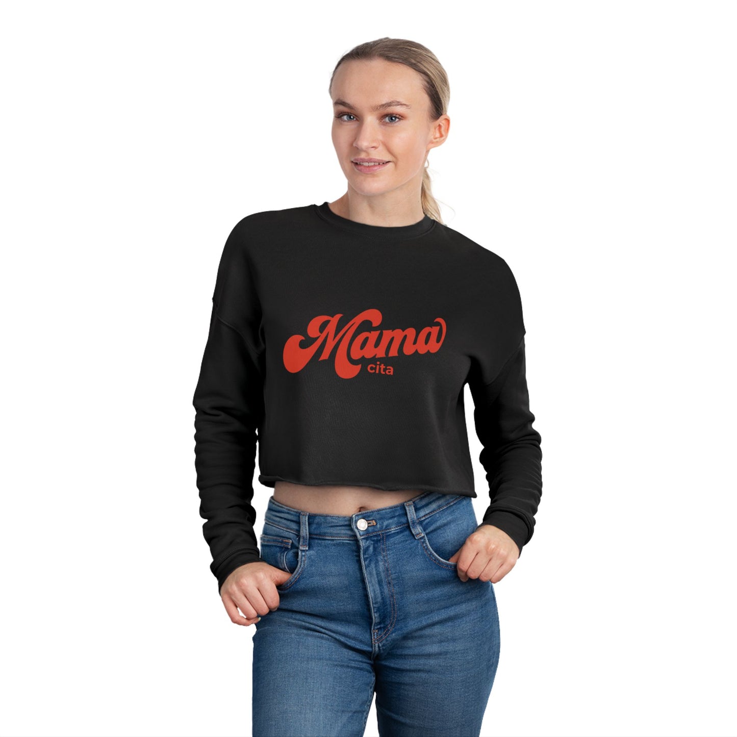 Mamacita Cropped Sweatshirt — Retro Script Mom Pullover