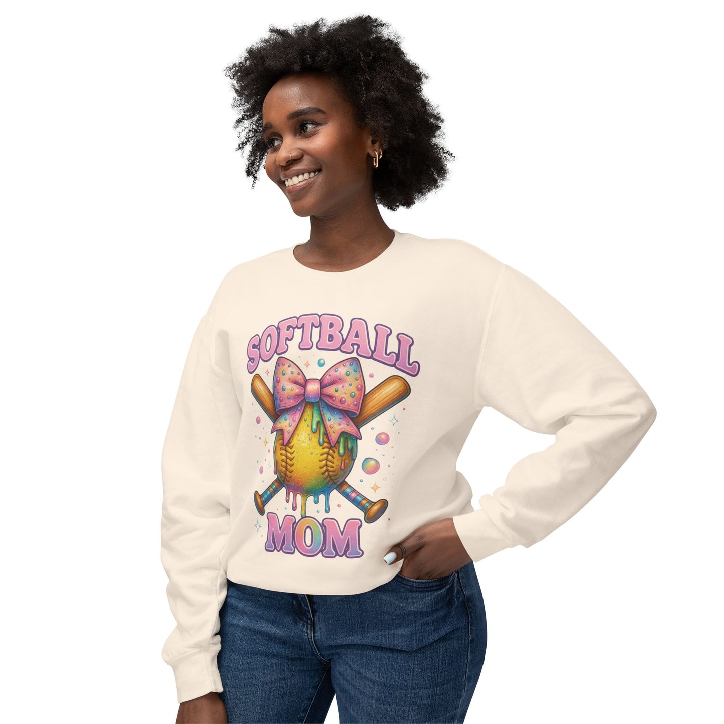 Softball Mom sweatshirt | Cute pastel softball with bow