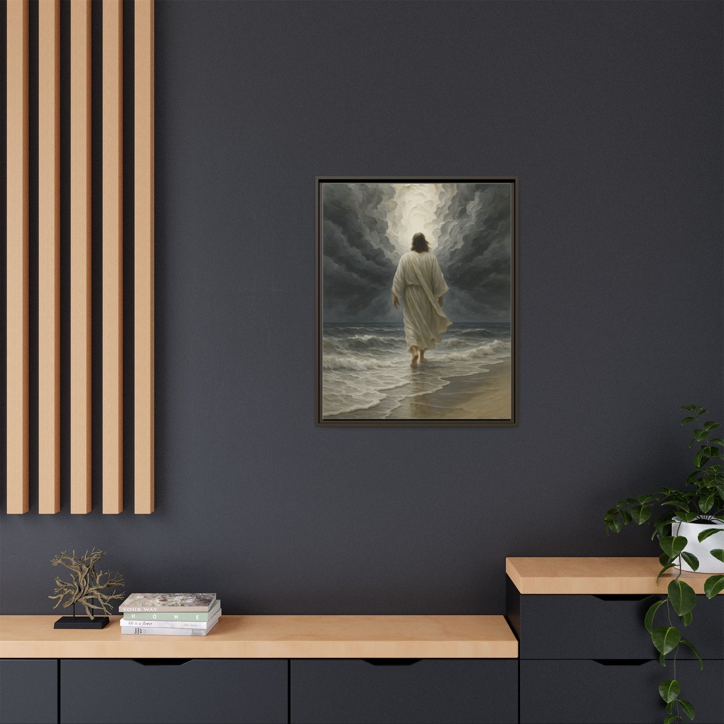 Jesus Walking on Water Matte Canvas Framed | Religious Wall Art