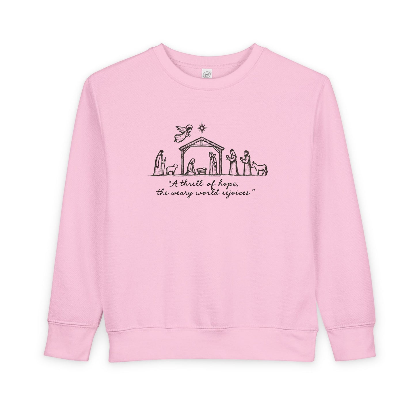 Toddler/Youth Nativity Sweatshirt — "A thrill of Hope, the weary world rejoices" Christmas Crewneck