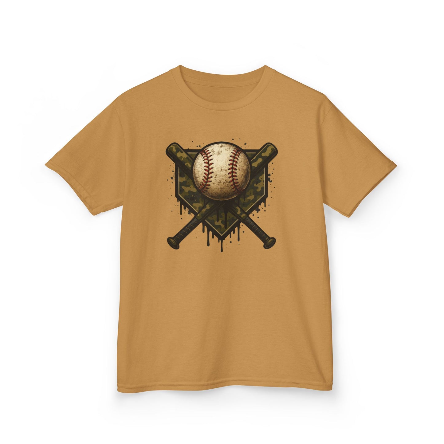 Vintage Baseball Emblem Tee | Crossed Bats, Camo Drip