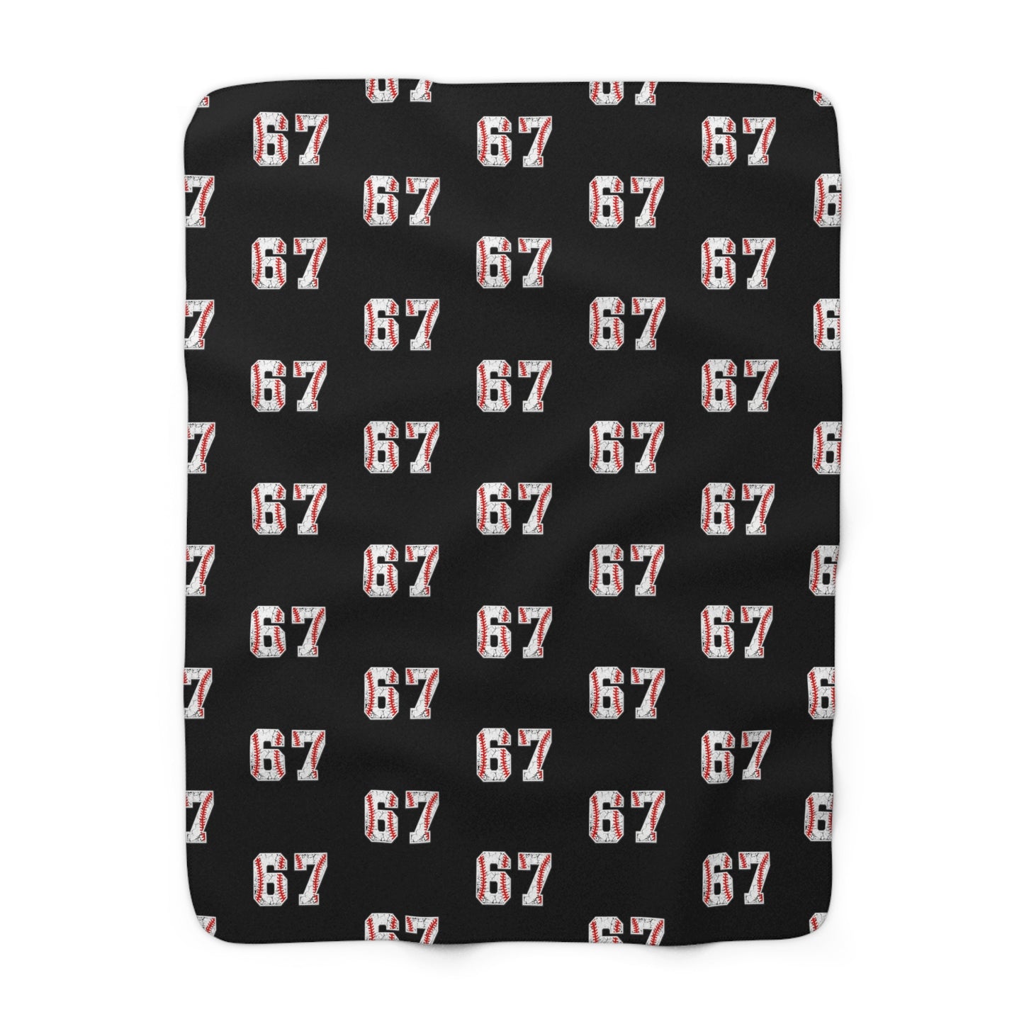 Sherpa Blanket — Cozy Black '67' Baseball Patterned Throw