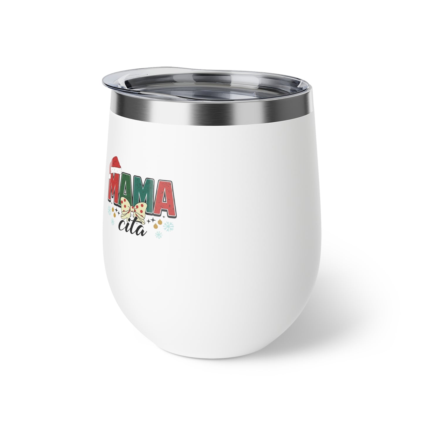 Insulated Wine Tumbler – Christmas 'MAMACITA' Floral 12oz Copper Vacuum Cup
