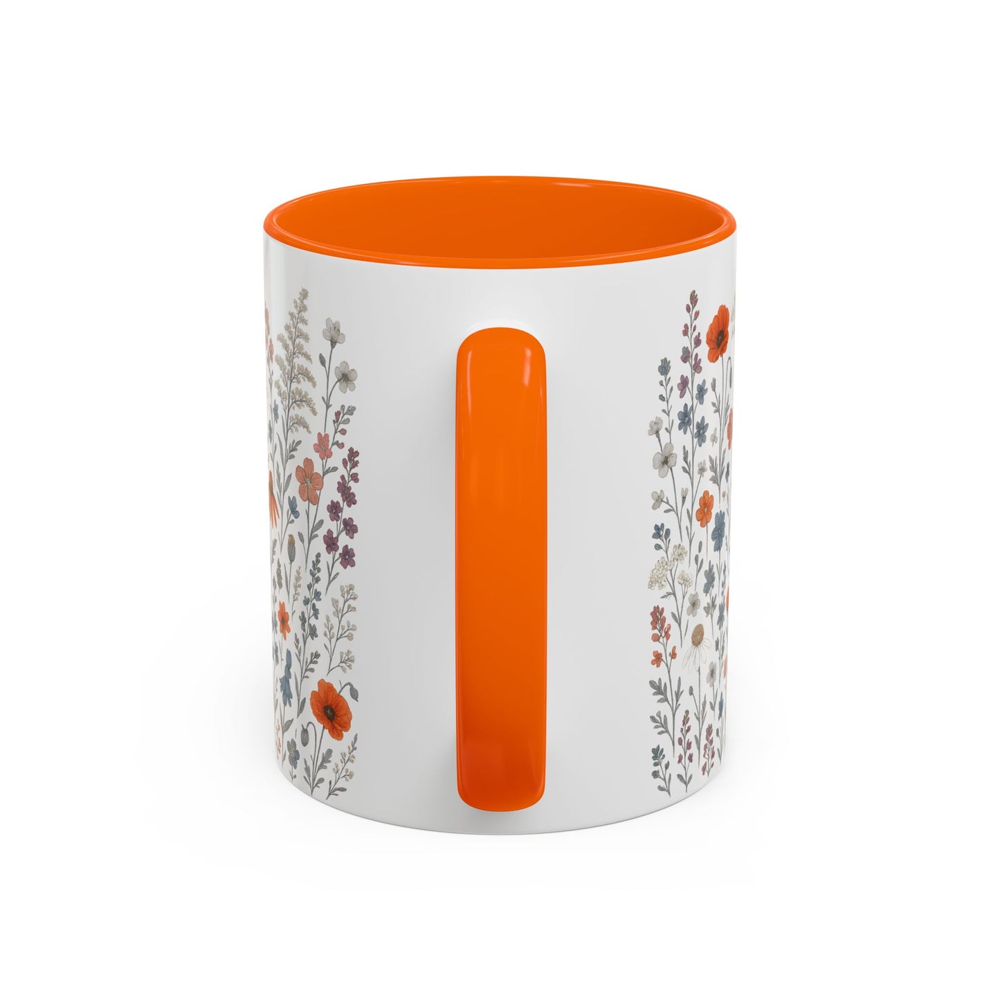 Floral Meadow Accent Coffee Mug — "Wildflowers show beauty can bloom anywhere" (Pink Interior)