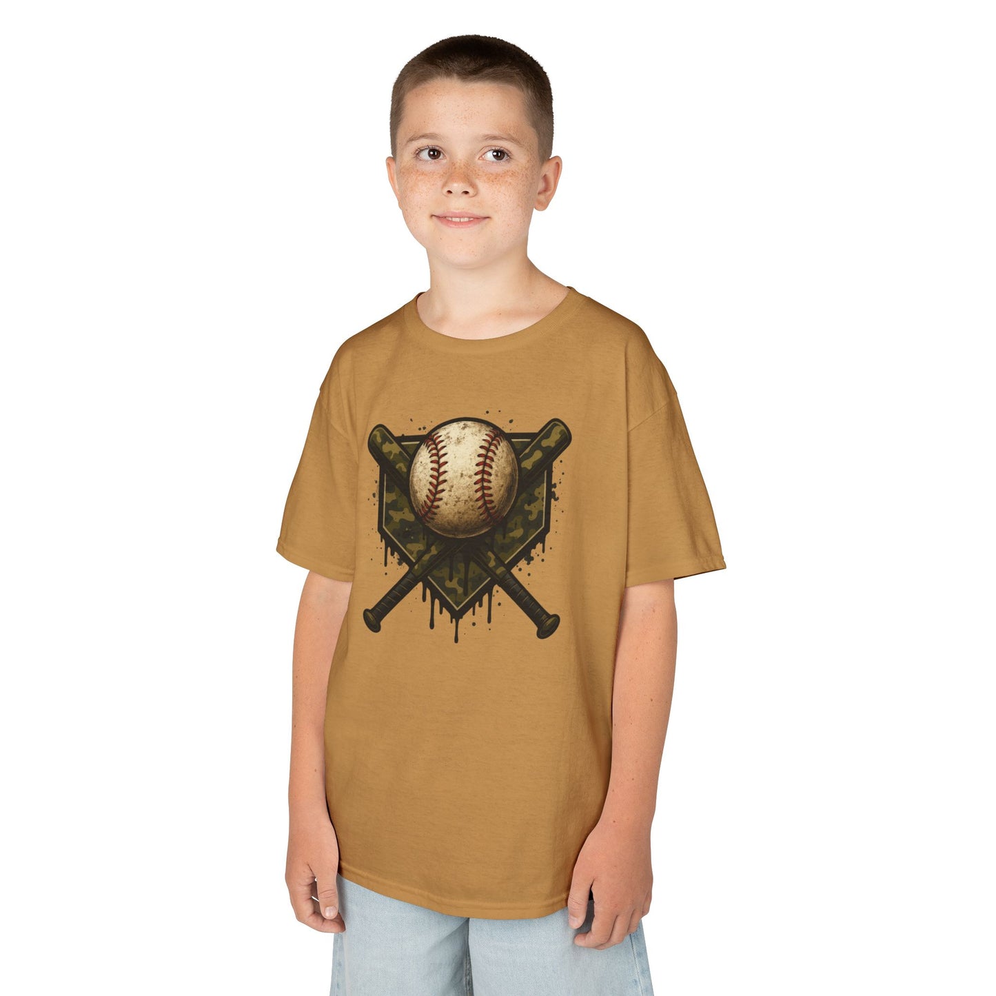 Vintage Baseball Emblem Tee | Crossed Bats, Camo Drip