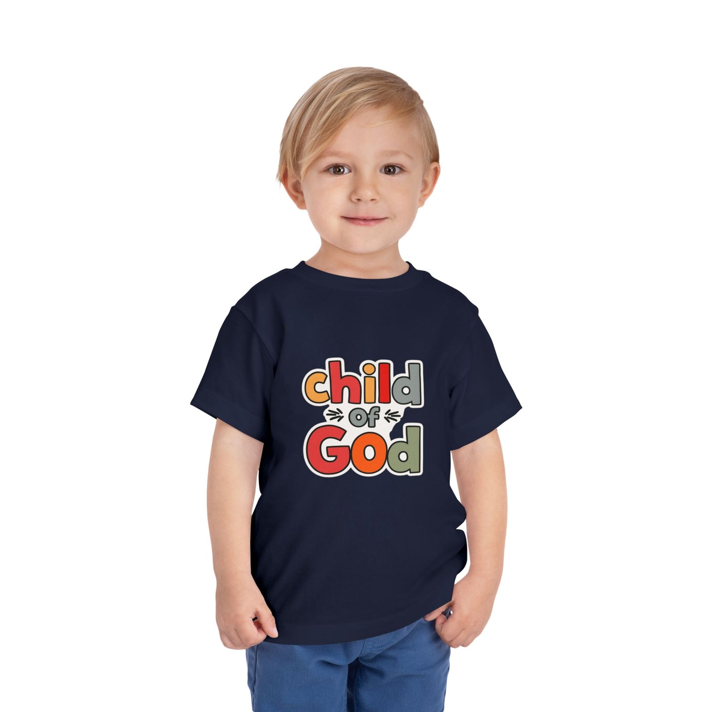 Child of God Toddler Tee — Colorful Religious Graphic Shirt
