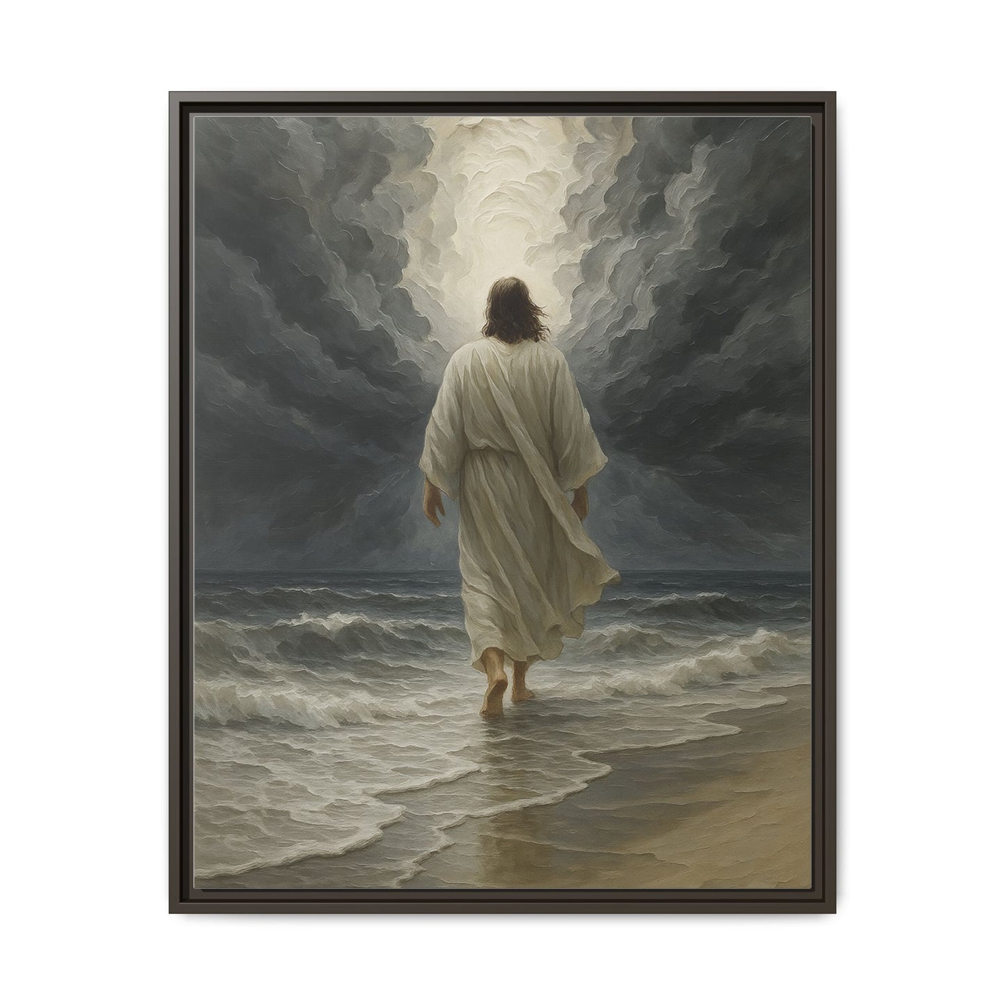 Jesus Walking on Water Matte Canvas Framed | Religious Wall Art
