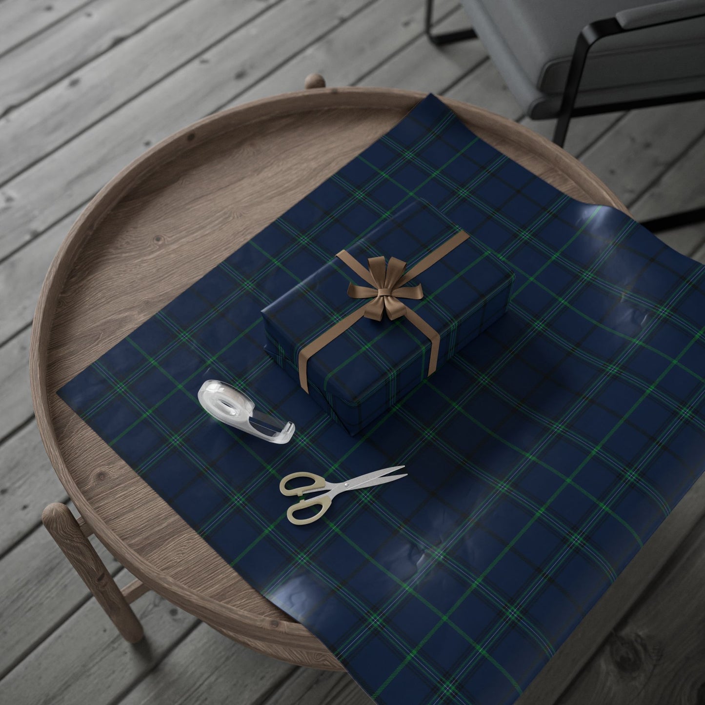 Tartan Plaid Wrapping Paper – Navy & Green Classic Gift Wrap